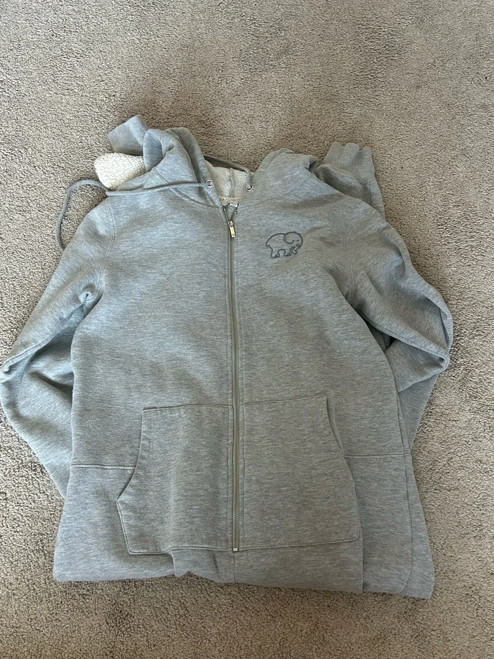 ivory ella Heather Gray Kids Zip Hoodie with Elephant Logo